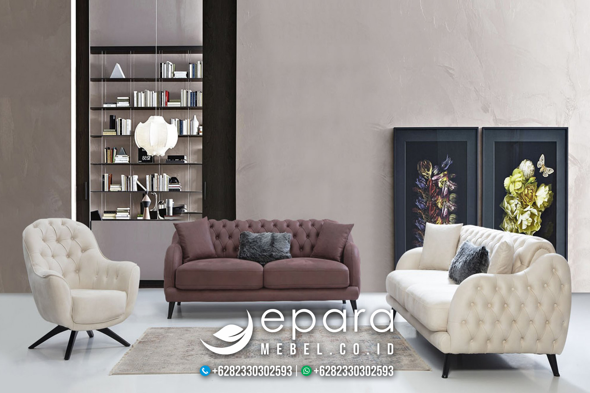 Sofa Chester Model Kaki Stainlees Furniture Jepara JM-150