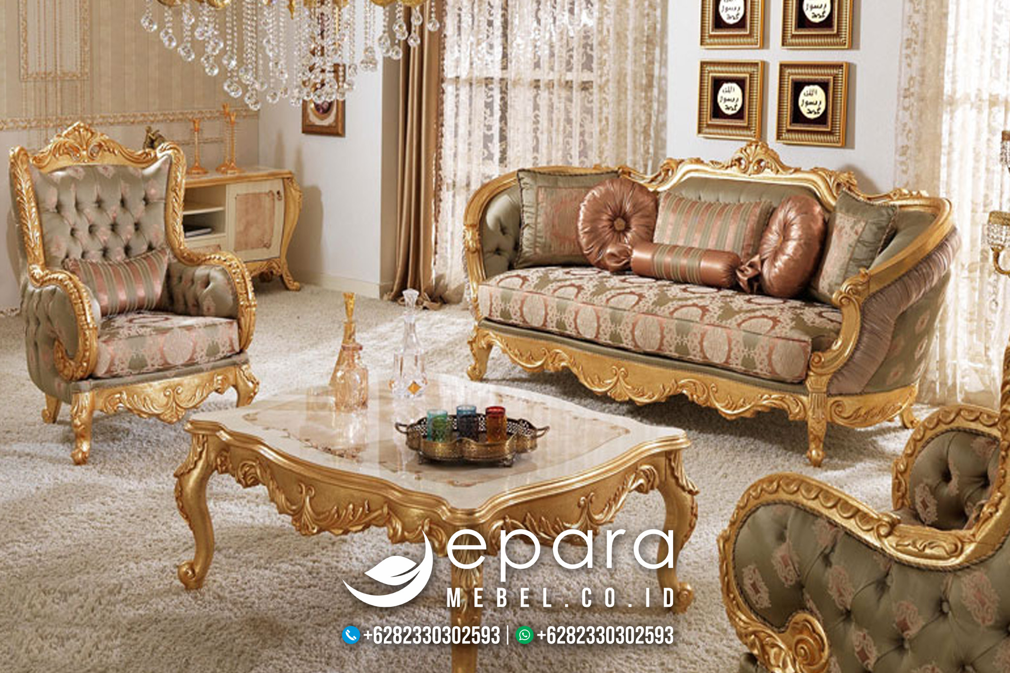 Sofa Mewah Konsep Arab Warna Gold Glamor JM-64