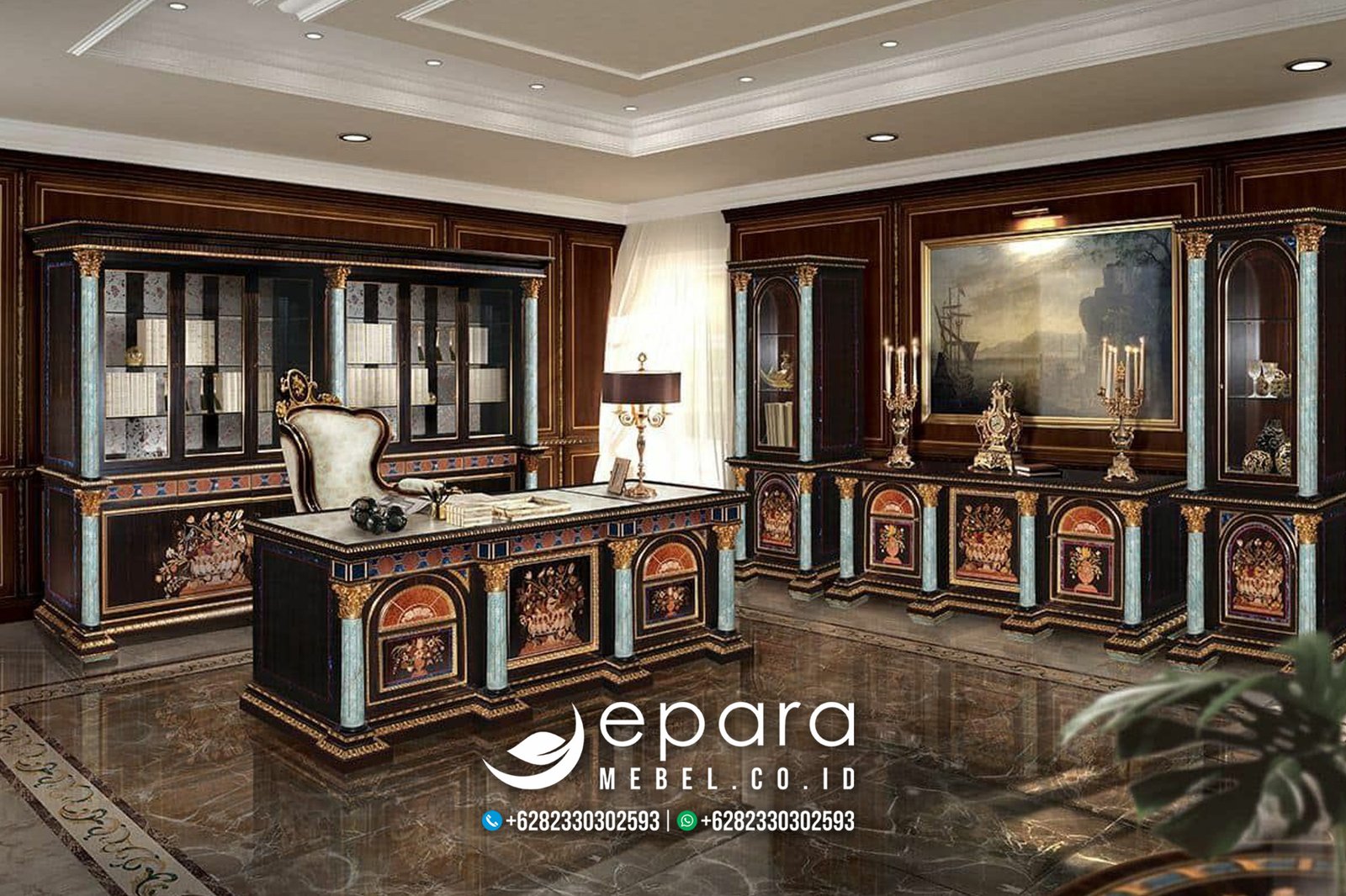 Ruang belajar dengan furniture minimalis