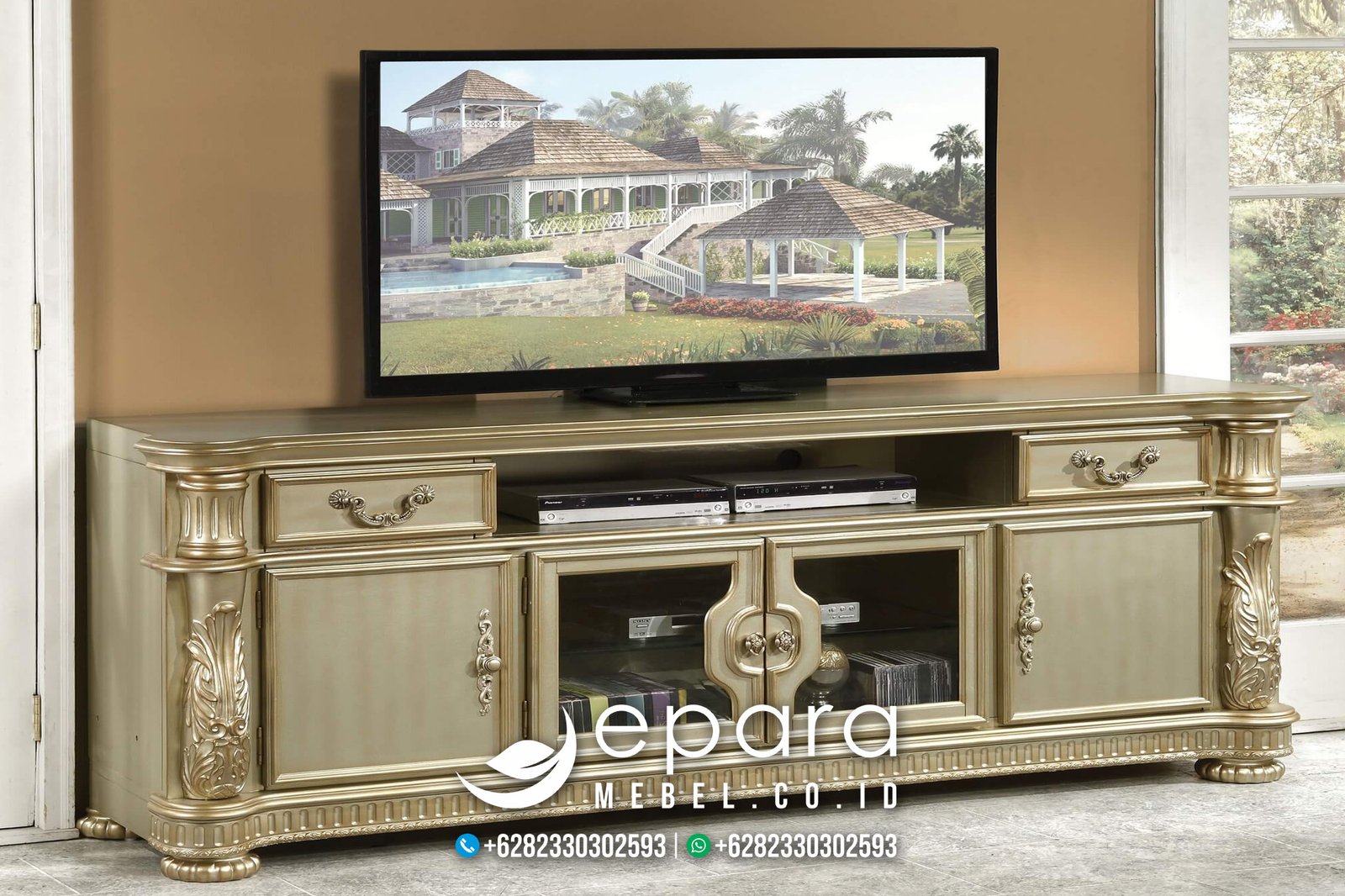 Model Meja Cabinet TV Mewah Jepara Terbaru JM-319