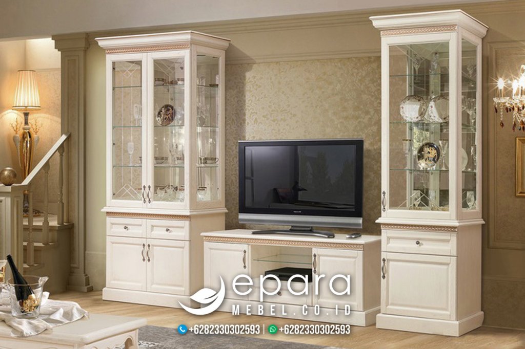 Set Bufet TV Modern Minimalis Duco Putih Mewah JM-1127