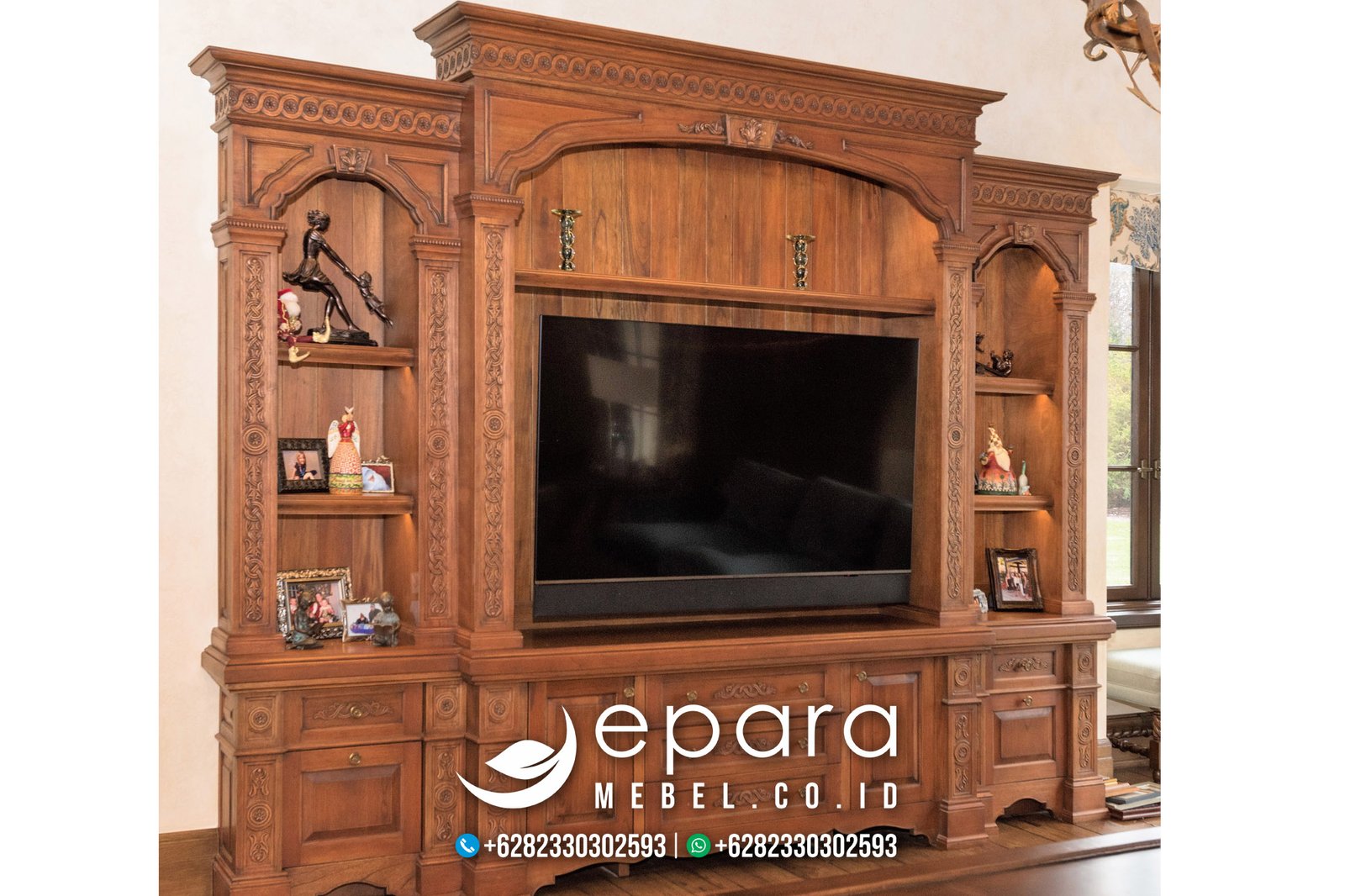 Jual Bufet TV Jati Ukiran Mewah Klasik Jepara JM-763