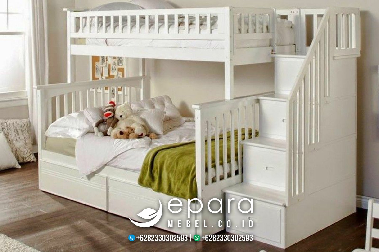 Ranjang Anak Tingkat Modern Putih Mewah JM-985