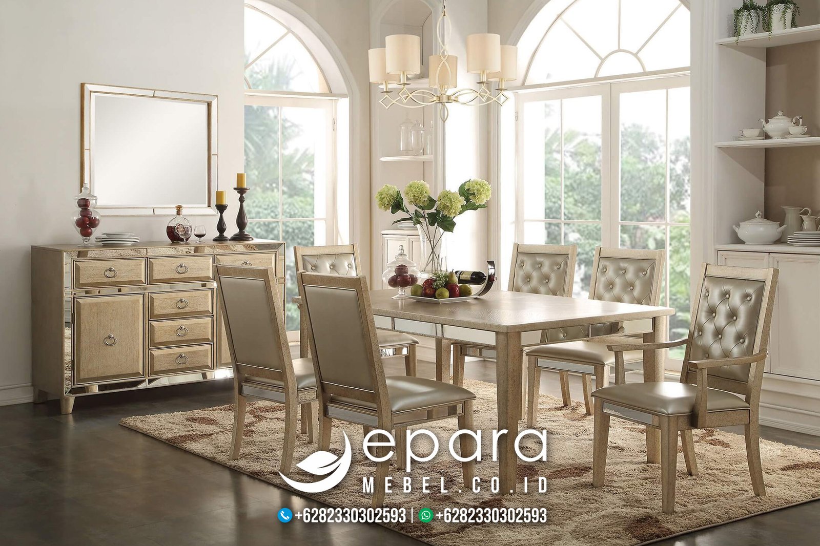 Jual Set Meja Makan Modern Minimalis Mewah Jati JM-1099
