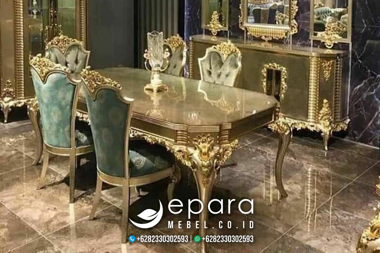 Meja Makan Style Eropa Klasik Ukiran Mewah JM-928