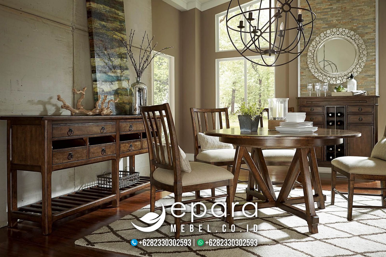 Dining Table Bundar Model Minimalis Jepara Terbaru JM-1032