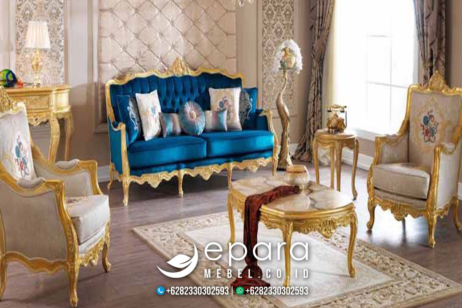 Kursi Sofa Tamu Turkey Klasik Gold Mewah Ukiran JM-866