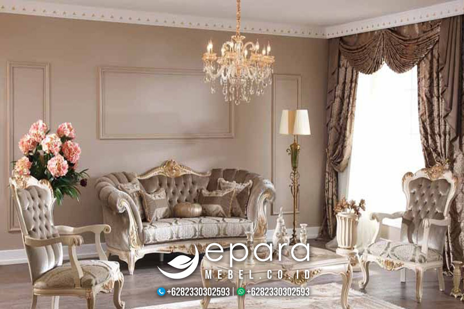 Sofa Tamu Model Luxury Klasik Mewah Kombinasi JM-874