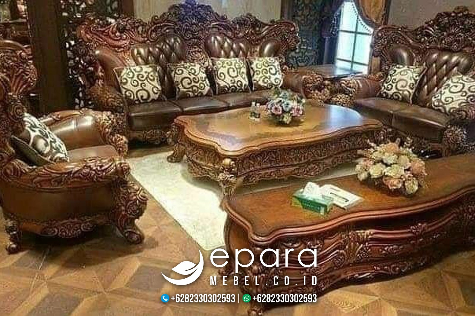 Model Sofa Bellagio Klasik Mewah Kayu Jati Ukiran JM-1037