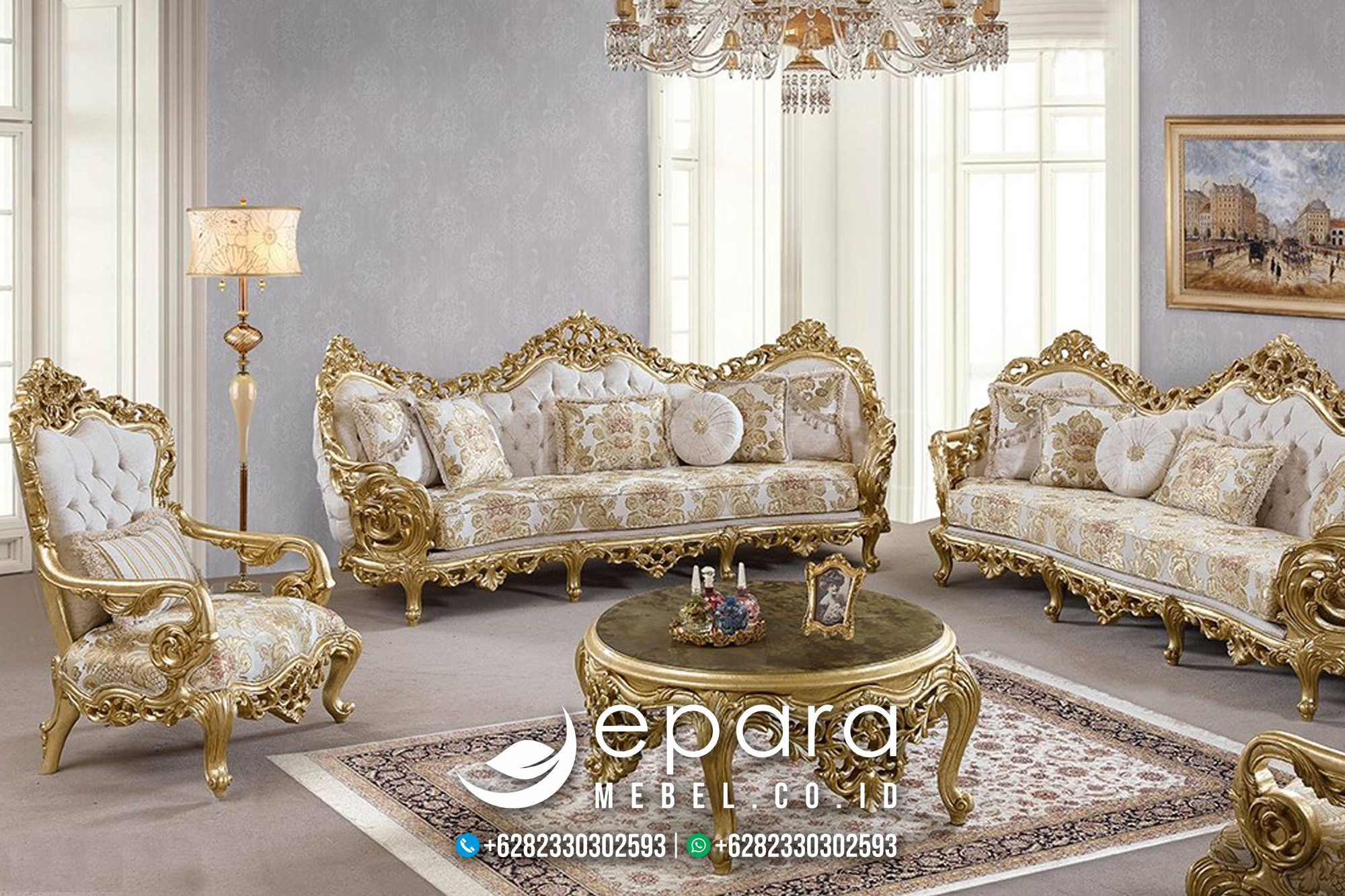 Best Sofa Set Koltuk Taki Ukiran Klasik Gold JM-1042