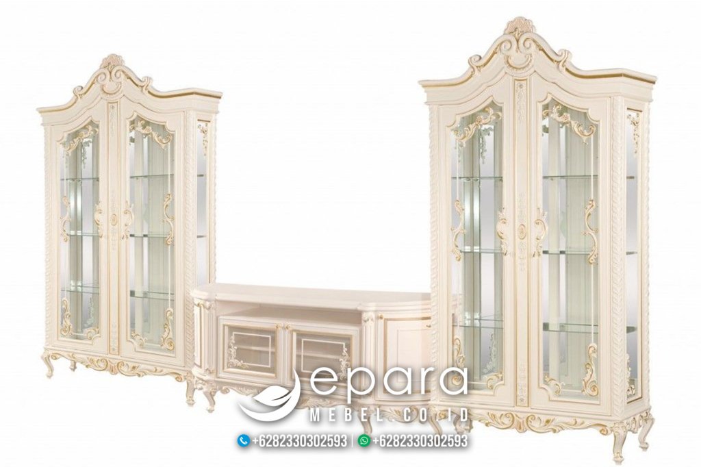 1 Set Bufet TV Rak Kaca Mewah Modern Klasik JM-1418