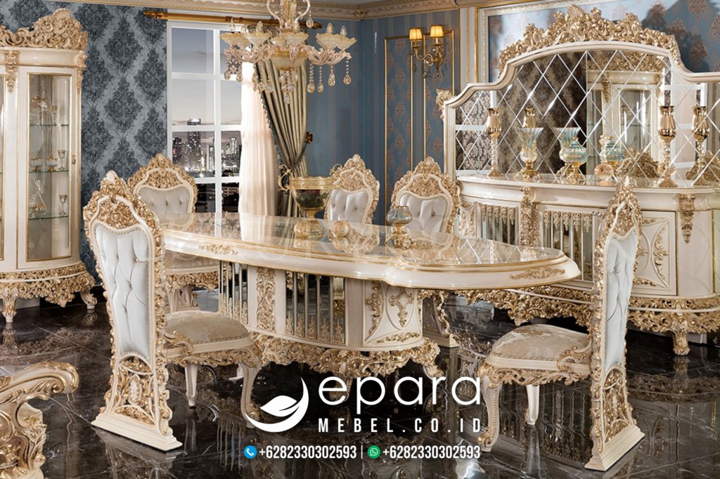 Best Meja Makan Luxury Klasik Kombinasi Mewah JM-1383