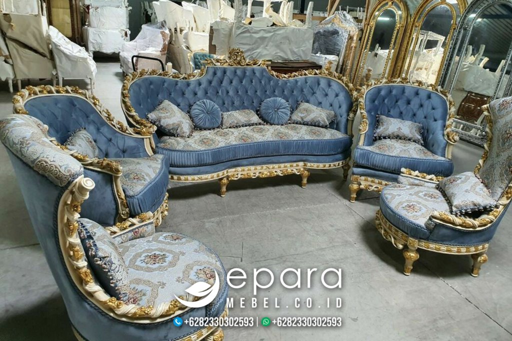 Model Set Sofa Tamu Jati Mewah Gold Klasik New JM-1406