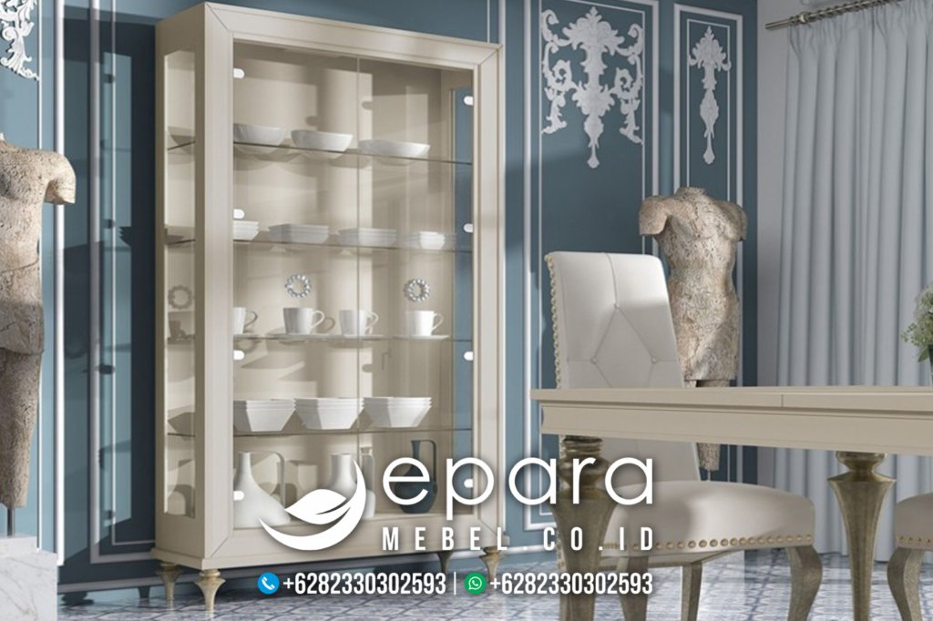 Rak Kaca Hias Mewah Model Minimalis Jati JM-1957
