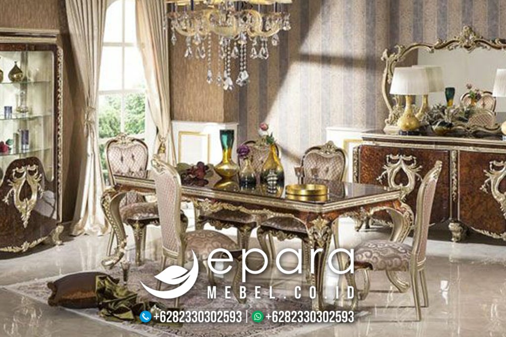 Design Set Meja Makan Klasik Ukiran Mewah Jepara JM-1901