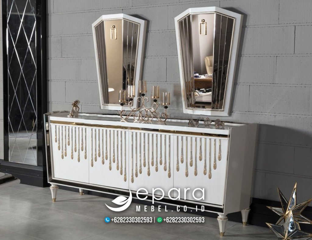 New Meja Konsol Mewah Set 2 Mirror JM-2613