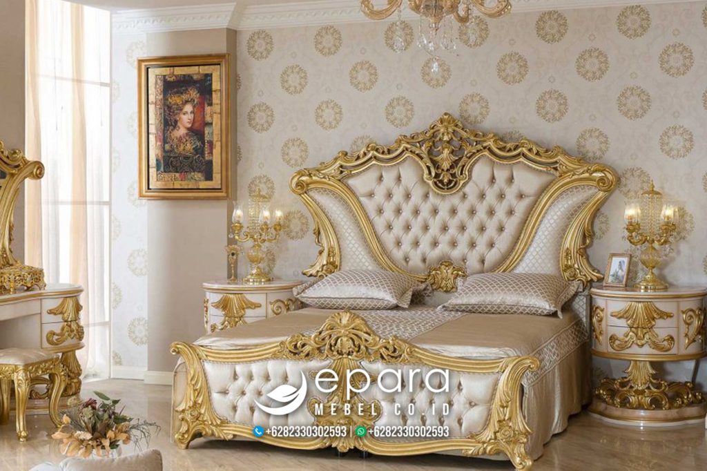 Set Tempat Tidur Klasik Luxury Gold Mewah JM-2540