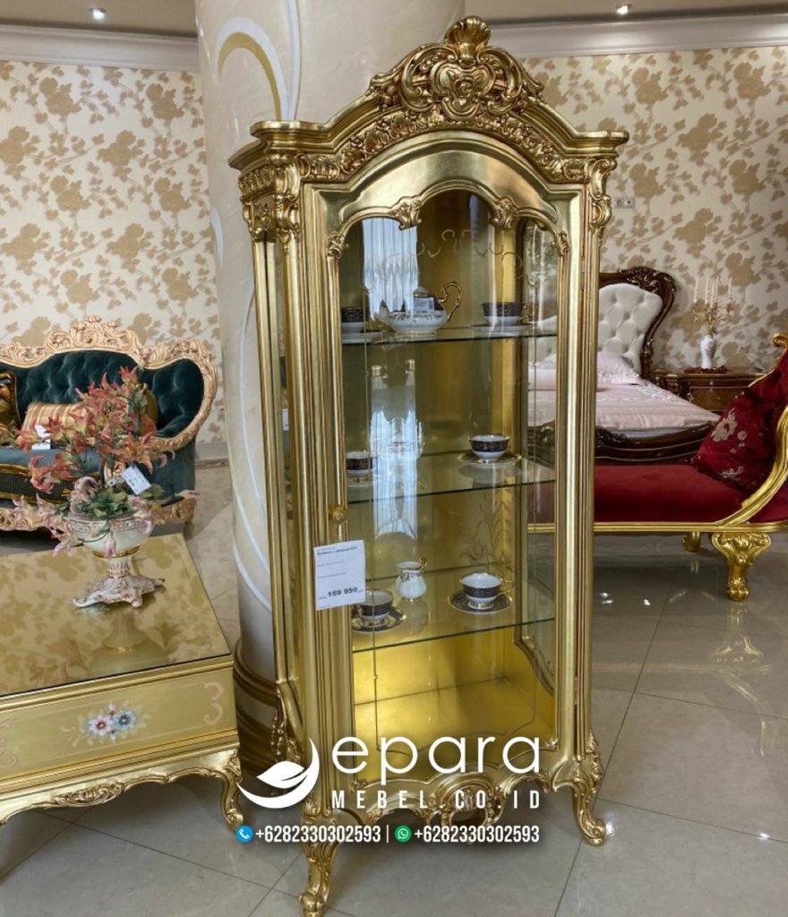 Rak Hias Kaca Gold Klasik Mewah Style Baru JM-2818