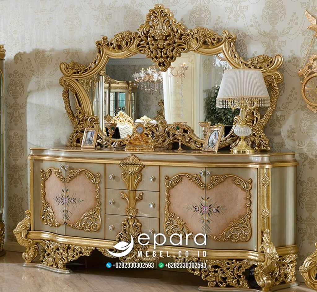 Set Cabinet Konsol Mewah Gold Klasik Jepara JM-2948