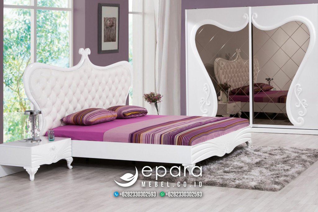 Set Tempat Tidur Minimalis Duco Putih Mewah JM-2860