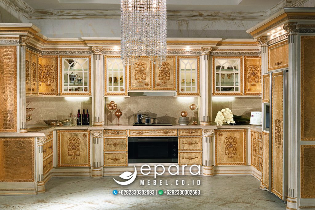 1 Set Lemari Dapur Klasik Mewah Desain Antik JM-3098