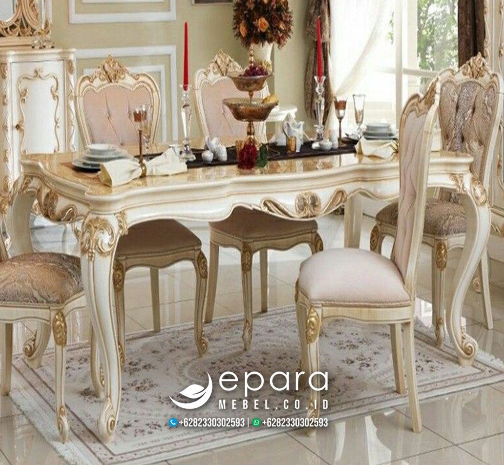 Design Meja Makan Klasik Mewah Kombinasi Gold JM-2885