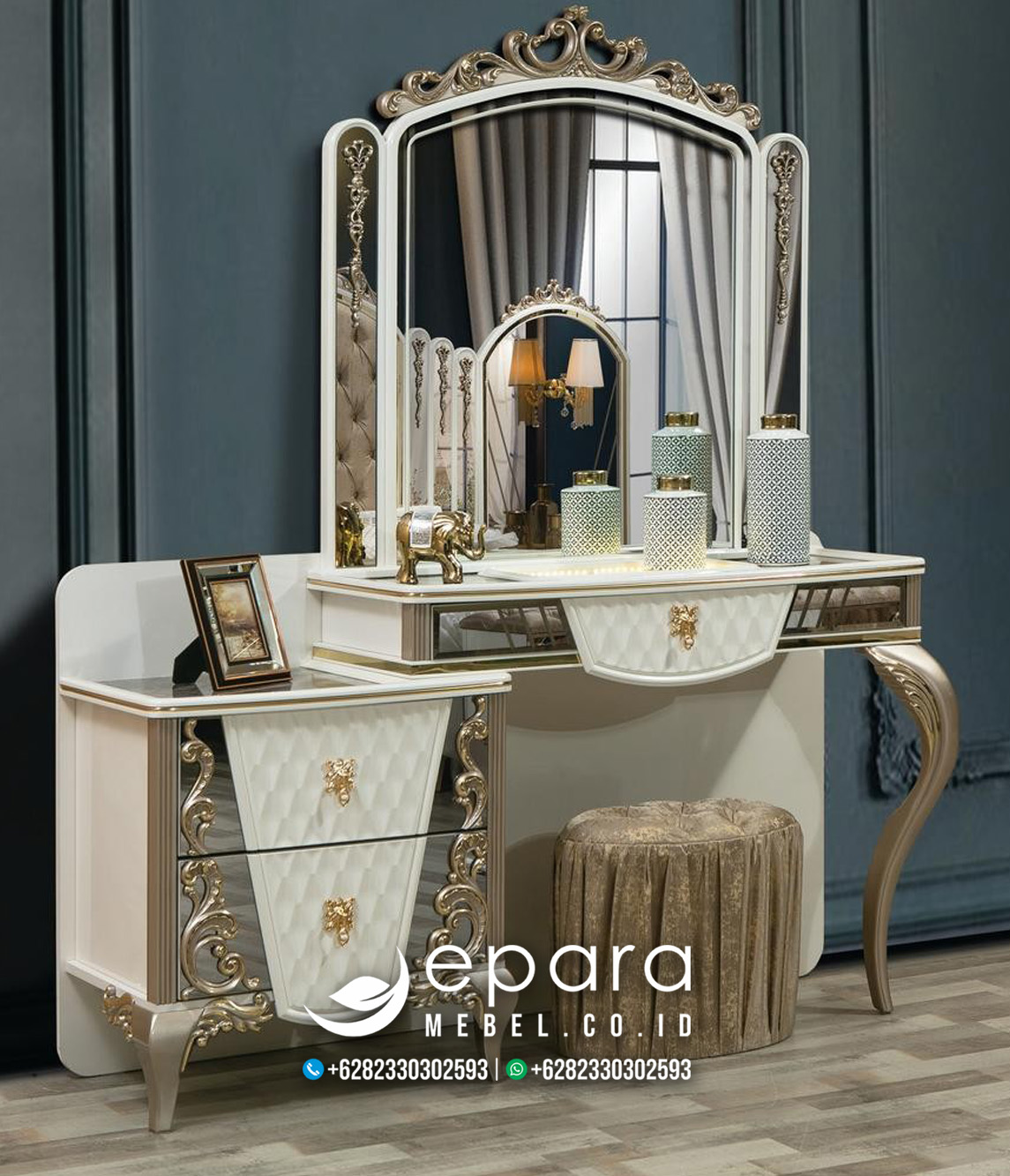 meja rias LED modern elegan