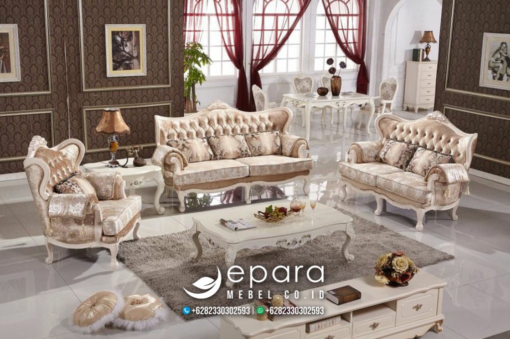 Model Set Sofa Tamu Mewah Duco Putih JM-3245