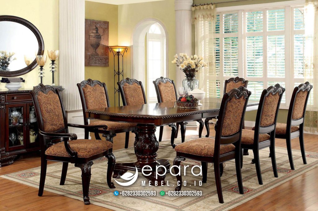 Dining Table Set Klasik Natural Mewah Jepara JM-3465