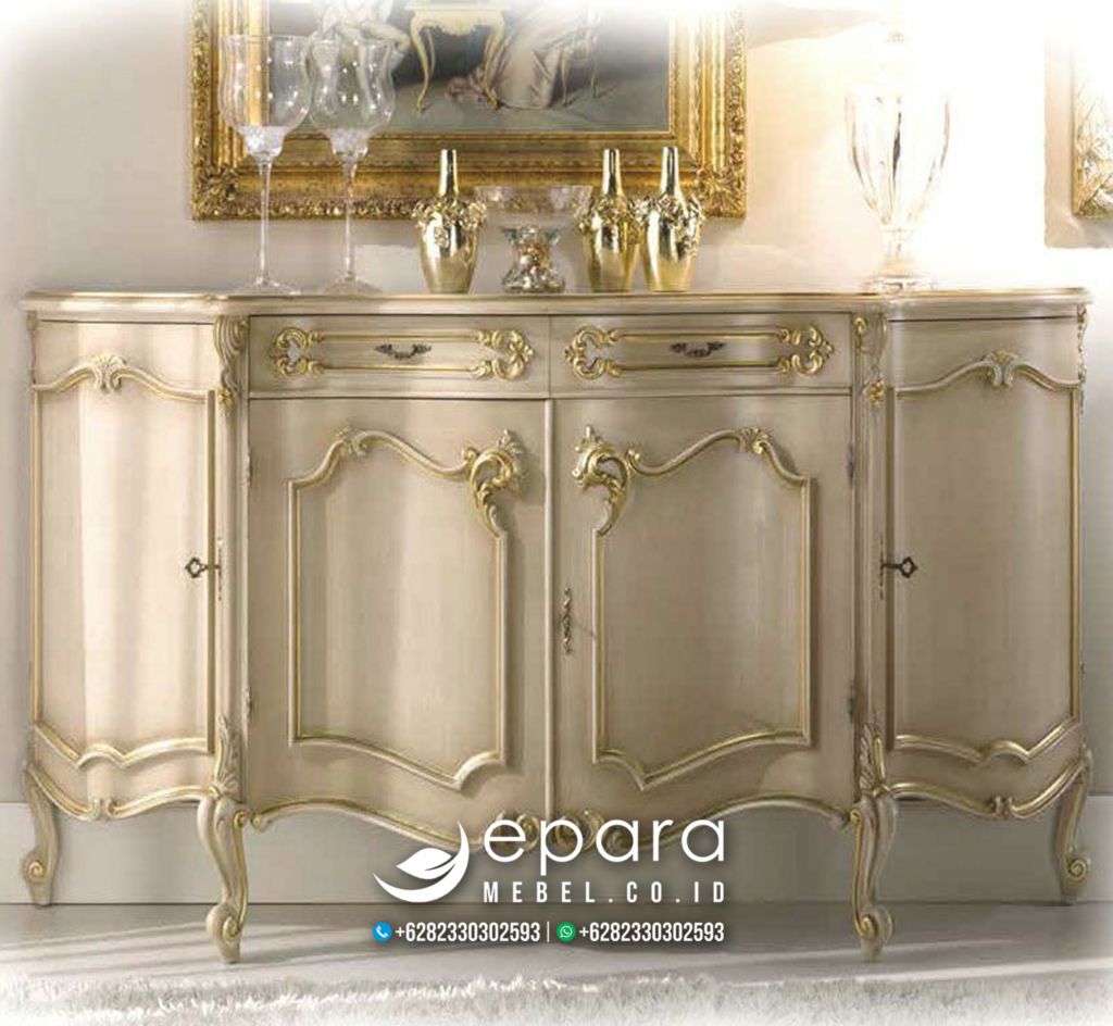 Meja Cabinet Konsol Putih Klasik Mewah Eropa JM=-3544