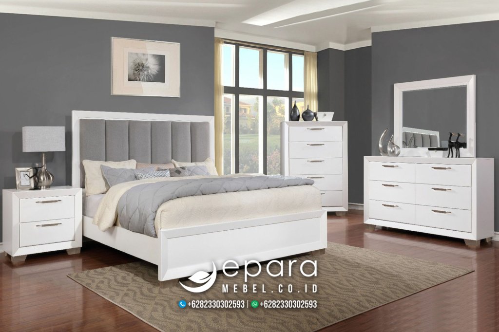 Set Ranjang Kamar Tidur Model Minimalis Putih JM-3500