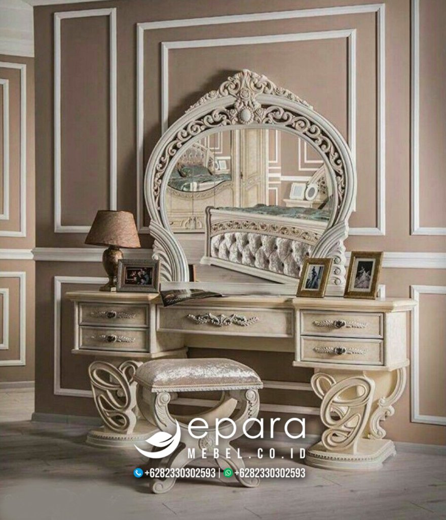 New Meja Rias Putih Mewah Model Desain Eropa JM-3381