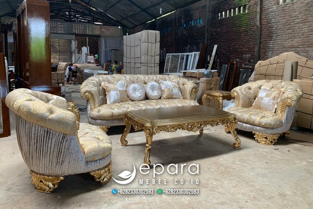 1 Set Sofa Klasik Gold Ukiran Mewah JM-3308