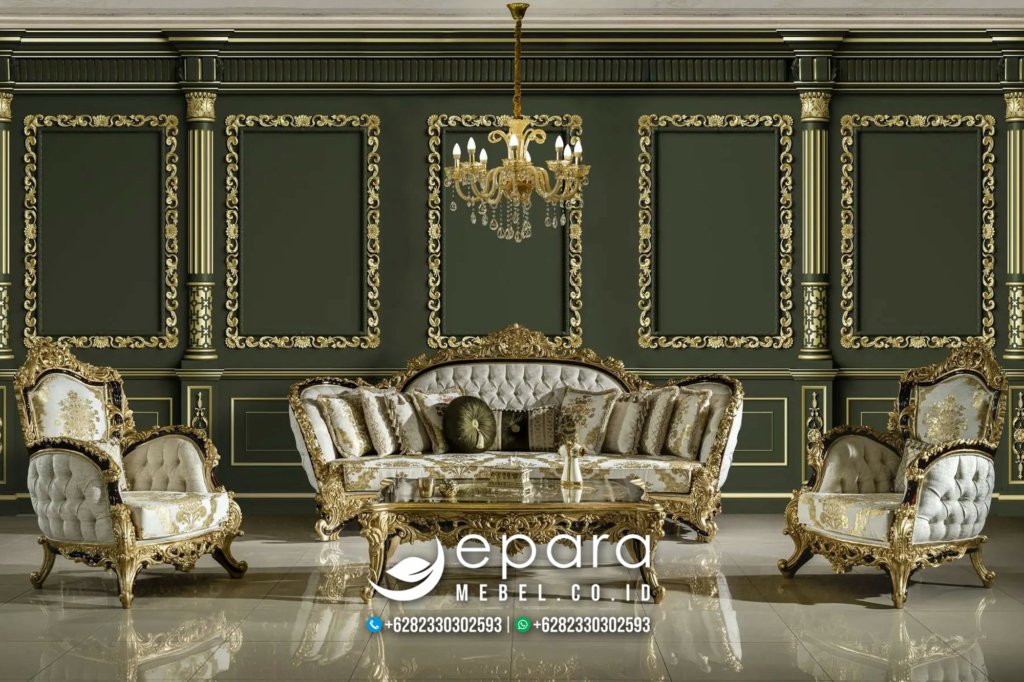 Set Terbaru Kursi Sofa Tamu Mewah Klasik Ukiran JM-3757