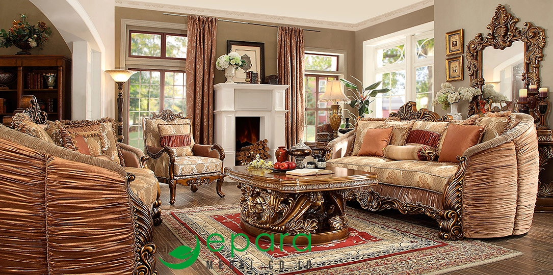 sofa tamu ukiran kayu jati mewah luxury klasik tema kerajaan inggris