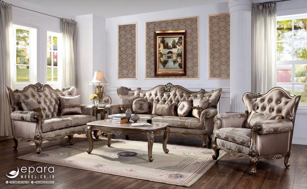 Set Sofa Tamu Mewah Silver Vince Exclusive Duco